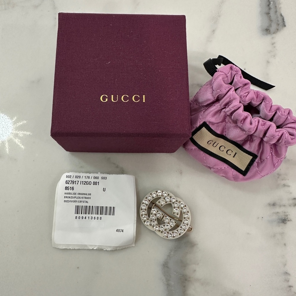 Gucci Crystal Interlocking G Hair Clip - Picture 6 of 6